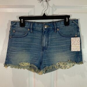 Free People Sailaway Cut Off Boho Distressed Jean Shorts Size 29